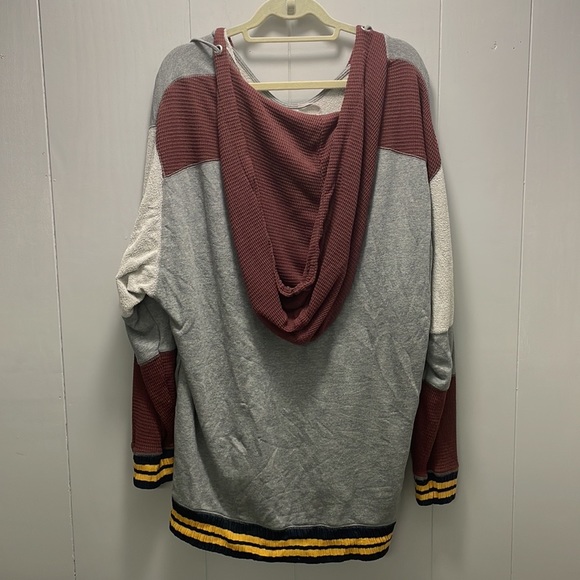 Free People Naomi Colorblock oversized Ninety Two Hooded Sweatshirt size large - Picture 2 of 10